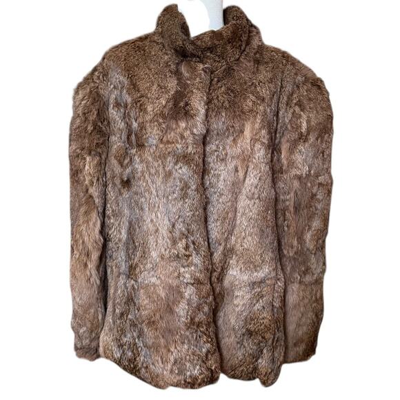 Vintage 100% Rabbit Fur Jacket Size Large Long Sleeves Fully Lined - Picture 3 of 9